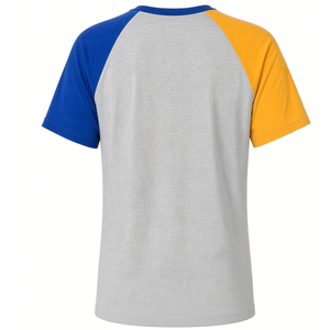 Camisa Premium Gris de Manga Corta Raglán con Detalle en el Hombro para Mujer, de Sigma Gamma Rho, Azul y Dorado, Ropa Casual de Hermandad Griega - Product Image 3