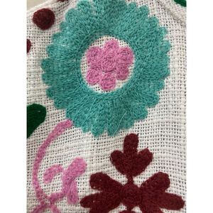 Floral Embroidered Cotton Winter <b>Jacket</b> Women Mandarin Collar Full Sleeve Open Front Handmade Design - Product Image 4