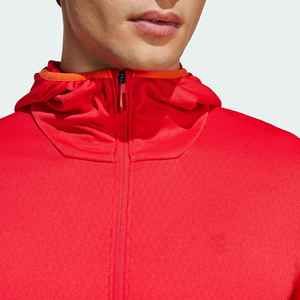 Veste en polaire à capuche rouge pour homme, fermeture éclair, couleur unie, style sportif, vêtement d'automne, matière polyester, coupe classique - Product Image 4