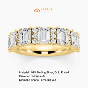 แหวนหมั้นเพชรโมอิสซาไนต์ทรงเหลี่ยมมรกต ชุบทอง 18K แหวนแต่งงานเพชร เครื่องประดับชั้นดีสำหรับผู้หญิง แหวนหรูสำหรับเจ้าสาว ฉลองครบรอบแต่งงาน - Product Image 6