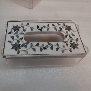 Best Quality Classic Acrylic Tissue Box with Elegant Bone Inlay <b>Lid</b> <b>Design</b> Customized Size <b>By</b> The Handmade Collection - Product Image 4