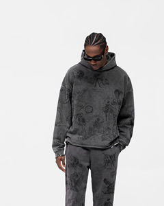 Sweat-shirts pour hommes de haute qualité, style vintage délavé, design effet usé, fermeture éclair, 100% coton French Terry pour l'hiver - Product Image 3