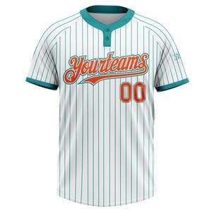 Maillot de softball personnalisé OEM avec nom d'équipe, 100 % polyester, imprimé par transfert thermique, manches courtes, fermeture boutonnée, coupe athlétique/décontractée - Product Image 6