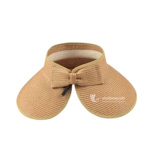 Premium Raffia <b>Straw</b> Roll-Up Visor Sun <b>Hat</b> for Women Elegant Wide Brim Casual Summer Beach <b>Hat</b> with Ribbon Bow Image Style - Product Image 2
