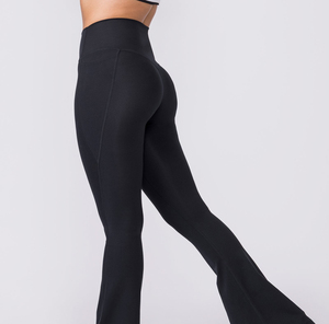 Pantalon de yoga évasé taille haute, doux et extensible, longueur cheville, écologique, avec logo personnalisé, prix de gros, fourniture OEM - Product Image 3