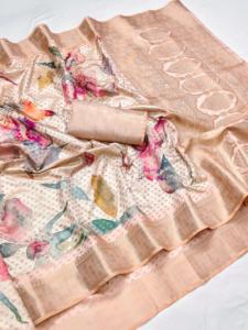 Sari Tradicional Indio de Seda Banarasi con Trabajo de Tejido Zari para Bodas y Eventos Festivos, Atuendo para Mujer - Product Image 4