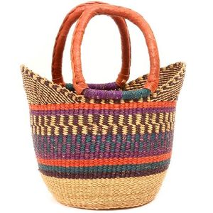 Stylish Patterned Seagrass Handbags <b>Woven</b> <b>Tote</b> <b>Bag</b> Luxury <b>Leather</b> Handles Designer Women Straw Hand <b>Bag</b> Summer Beach OEM ODM - Product Image 1