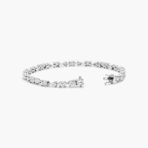 Lab-Grown Diamond Emerald-Cut Filled Fancy Array Luxury Tennis <b>Bracelet</b> in 14K Yellow Gold - Product Image 4