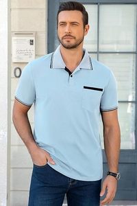 Polo à manches courtes pour homme, décontracté, en coton, avec poche - Product Image 6