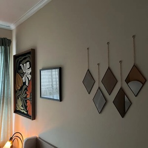 Rhombus Shape Gold Finished Metal Wall Hanging Mirror Perfect For Living Room And Bedroom Stylish Geometric Wall Decor - Product Image 5