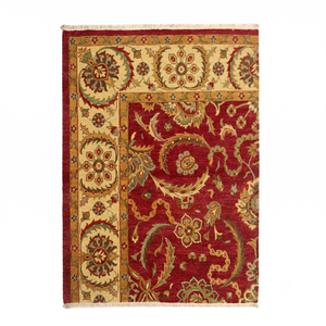 Tapis décoratif DECORDEC en laine écologique beige ivoire, antidérapant, à rayures fines horizontales irrégulières, moderne, tufté à la main, à poils épais - Product Image 1