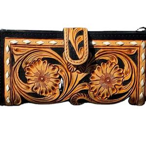 Bolso Ejecutivo de Cuero Vacuno con Diseño Western Hecho a Mano, Estilo Bohemio para Mujer, Cierre de Cremallera, para Viajes Diarios en Primavera, Verano e Invierno - Product Image 1