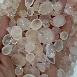 Piedras Preciosas Sueltas de Cuarzo Rosa con Corte Ovalado, Color Blanco Nieve, Rellenas de Fracturas, Provenientes de Rajasthan, para la Elaboración de Joyas - Product Image 1