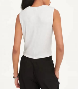 T-shirt de sport léger sans manches en soie/coton écologique pour femme, col rond, ultra doux, respirant, 220g, personnalisable - Product Image 5