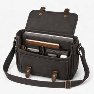Sac messager pour hommes avec compartiments fonctionnels, fermeture sécurisée et sangle réglable, offrant une organisation facile pour le travail et les voyages - Product Image 2