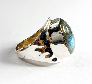 Labradorite Gemstone <b>Ring</b> 925 Sterling <b>Silver</b> Handmade Minimalist Design for Men's Everyday Wear Jewelry - Product Image 3