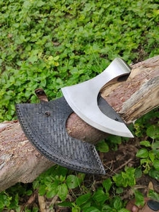 High Quality Industrial Stainless Steel Damascus Flat Backed Handmade Pizza Cutter <b>Axe</b> Head 20-Inch Rose Wood <b>Handle</b> - Product Image 3