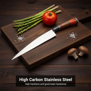 Couteau de chef artisanal personnalisé avec manche en bois rouge, couteau de cuisine fait main avec étui en cuir - Product Image 2