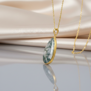 Collier en Agate Mousse de 16 Pouces, 15g, en Argent 925, Fait Main, Bijoux Fins, Cadeau d'Anniversaire, Best-Seller - Product Image 4