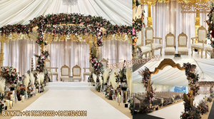 มาร์เวลมาฮารานีงานแต่งที่ยอดเยี่ยมมาก FRP mandap ลดกระหน่ำงานแต่งงานสีทองแบบ mandap พร้อมการตกแต่งดอกไม้ประเทศสหรัฐอเมริกา - Product Image 6