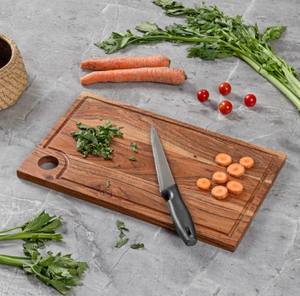 Planche à découper en bois naturel de haute qualité, surface de préparation alimentaire pour la cuisine, épaisse et durable - Product Image 4