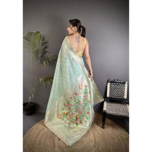 Sari Paithani en tissu épais avec motifs Mina Butti pour mariage - Product Image 2