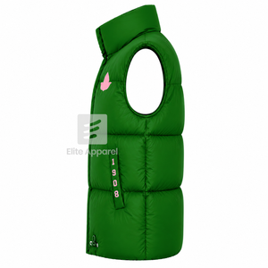 Custom Alpha Kapa Alpha sorority Puffer vest embroidered logo on front green and pink color <b>sleeveless</b> <b>jacket</b> for female - Product Image 4