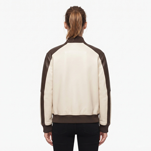 Chaquetas de cuero tipo bomber para mujer al por mayor, chaqueta de cuero tipo bomber para mujer con bolsillos laterales, chaqueta de cuero tipo bomber con cremallera para damas - Product Image 2