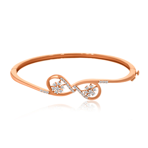 Rose Gold Lab Grown Diamond Round Brilliant Cut Classic Floral 14K Women's <b>Bangle</b> <b>Bracelet</b> - Product Image 1