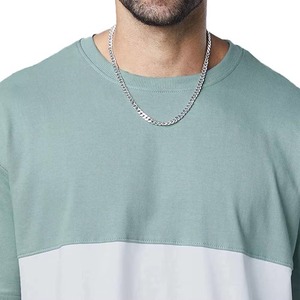 T-shirts en coton à motif bicolore pour hommes, respirants, décontractés, à porter au quotidien, col rond, confortables, t-shirts d'été, vente en gros - Product Image 5