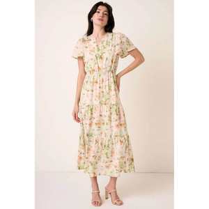 Robe longue SAGE de Mittoshop avec imprimé floral, manches volantées et fente en V, taille S - Product Image 5