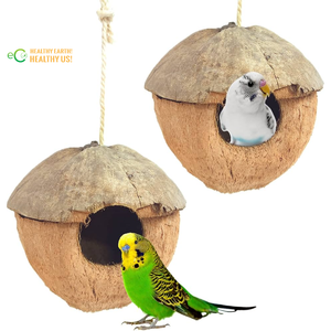 Wholesale Eco Natural Coconut Shell Birdhouse Feeder with Zipper for Living Room Decor | Customizable - Product Image 1
