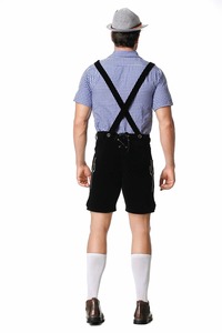 Ensemble Lederhosen Noir pour Homme – Short Bavarois Décontracté Taille Haute à Boutons, Manches Courtes, Respirant et Écologique - Product Image 4