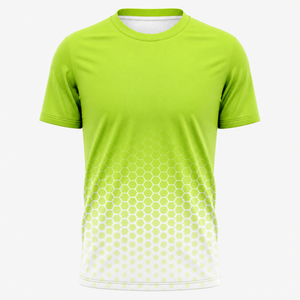 T-shirt à manches courtes pour homme, motif hexagonal dégradé, col rond, séchage rapide, coupe sportive régulière, 100% polyester, impression par sublimation - Product Image 5