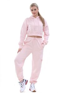 Pantalones Deportivos de Felpa 100% Algodón para Mujer, Diseño Casual de Invierno, Transpirables, Resistentes al Viento, con Capucha Corta - Product Image 4
