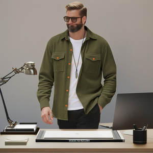 Camisa de Hombre de Primera Calidad, Informal, de Manga Larga, Color Gris Plateado, 100% Algodón Orgánico, Lavada, Transpirable, de Secado Rápido, Elegante - Product Image 1