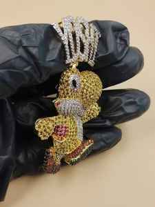 Pendentif Yoshi Iced Out en argent 925, pendentif Hip Hop, pendentif Moissanite VVS, pendentif personnalisé avec pierres multicolores, bijoux fins - Product Image 3