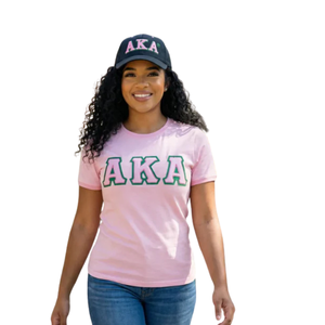 Casquette brodée en maille avec lettres grecques noires, roses et vertes, respirante et ajustable pour femmes, idéale pour les sports de plein air - Product Image 3