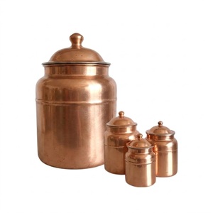 Handmade Copper Canister <b>Set</b> of Vintage Swedish Style Metal Kitchen Storage Jars for Coffee <b>Tea</b> Sugar Airtight Food Home Decor - Product Image 2