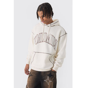 Vente en gros de sweats à capuche surdimensionnés pour hommes, personnalisés, avec surpiqûres contrastées, brodés, thermiques, respirants, fabriqués au Pakistan, collection automne - Product Image 4