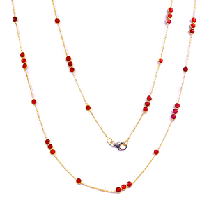 Collar de Rosario con Cuentas de Coral Chapado en Oro, Joyería Religiosa Cristiana para Oración, Diseño Unisex con Cadena de Aleación y Cuentas - Product Image 2