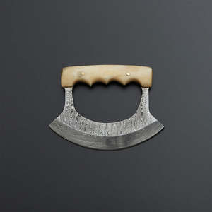 Cuchillo Damasco de Acero con Mango de Madera y Funda de Cuero para Caza - Product Image 2
