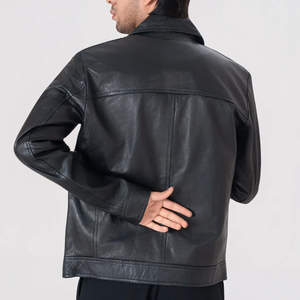 Icon by Gilani Chaqueta de cuero negra para hombre - Chaqueta de motociclista negra - Product Image 5