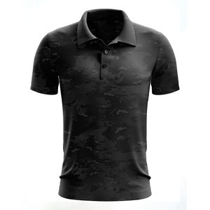 Chemise de golf/tennis pour homme à manches courtes, col classique, séchage rapide, tricotée, avec logo personnalisé camouflage et motif imprimé numérique - Product Image 5