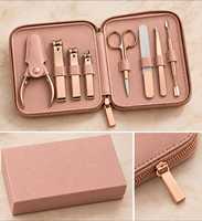 Kit de manucure professionnel 8 pièces en acier inoxydable, ciseaux à ongles, coupe-ongles, lime, repousse-cuticules, style classique, emballage en sac portable