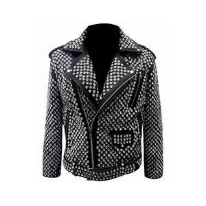 Blouson en cuir style rock punk à col montant de haute qualité pour homme 2026 – Élégant, enduit, style motard, personnalisable avec fermeture éclair avant - Product Image 4