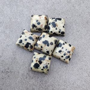 Cabochon carré en jaspe dalmatien naturel, dos plat, calibré, pierre précieuse en vrac - Product Image 5