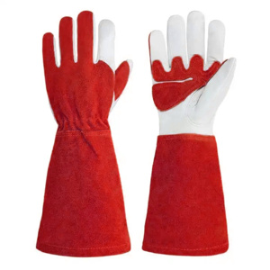 Gants de soudage TIG en cuir de chèvre renforcé et croûte de cuir de vache, ignifuges, protection industrielle des mains pour soudeurs - Product Image 2