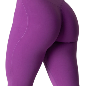 Leggings de yoga pour femme à taille ultra haute, effet froncé aux fesses, contrôle du ventre, extensibles, sculptants, pour la gym et l'entraînement, vêtement de sport violet - Product Image 6