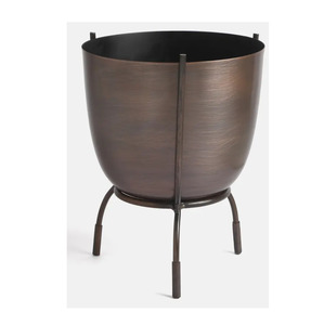 Unique Design Iron Luxury Home Indoor Decorative Metal Planter <b>Pot</b> With <b>Stand</b> Round Shaped Antique Bronze Finishing - Product Image 1